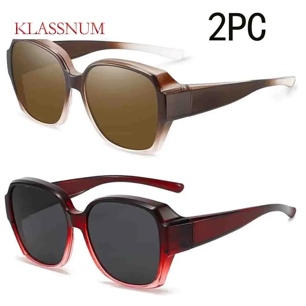 KLASSNUM Trend Driving Polarized Sunglasses For Men Women Fit Over Glasses Wrap Around Sunglasses Square Shades UV400 Goggles