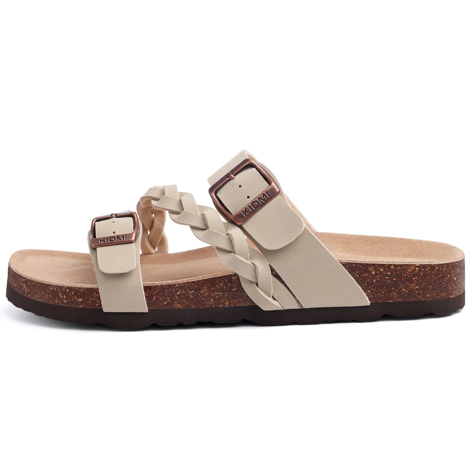 Shevalues Leisure Women's Cork Footbed Sandals With Arch Support Slip-On Brand Lady Sandals With Double Buckle Summer New Sandal