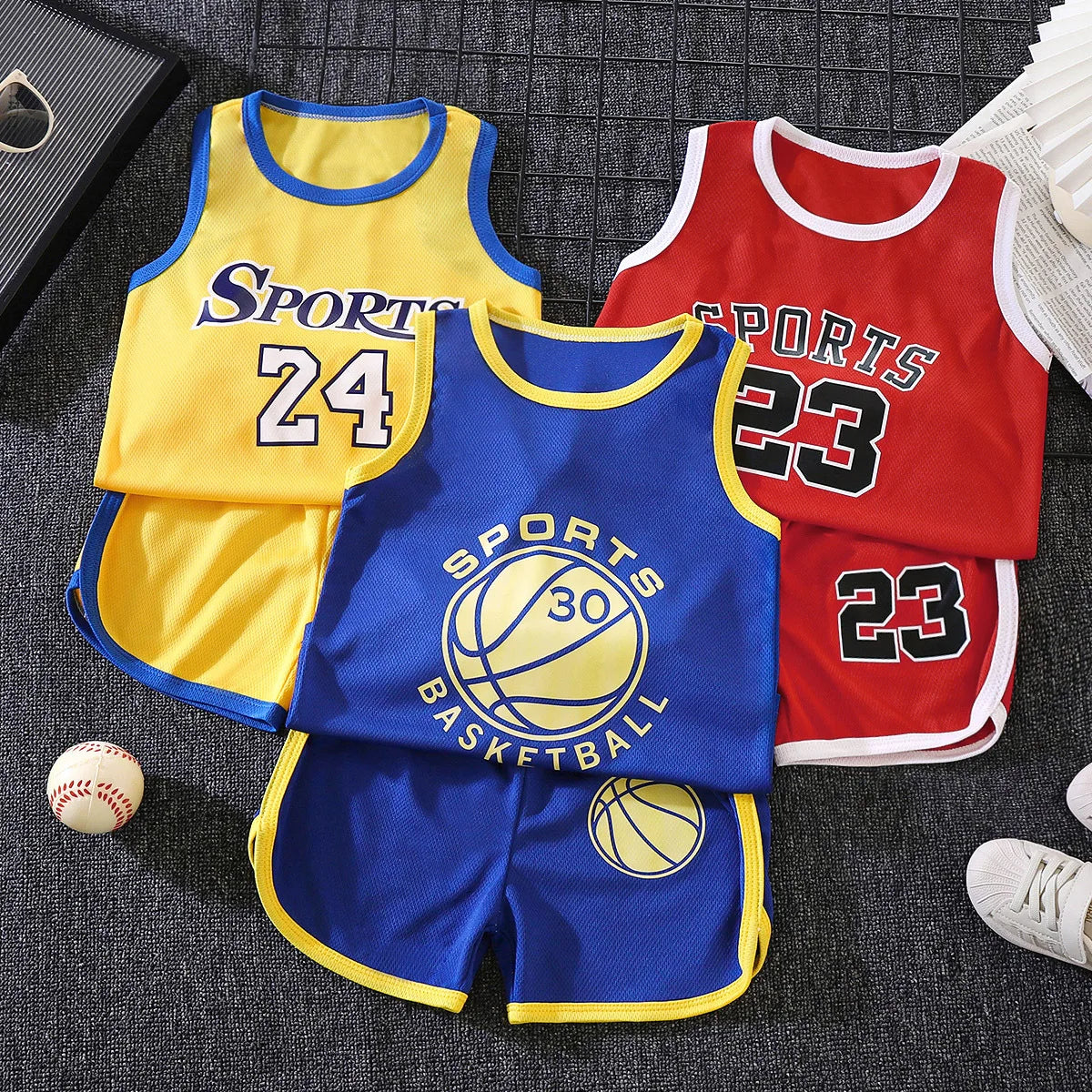 Toddler Basketball Outfit Boys Girls Mesh Breathable Tank Top Shorts Set Kids Quick Dry Active Sportswear Summer