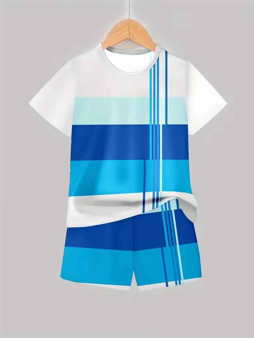 Boys Clothes Casual Colorblock Short Sleeve T-Shirt Shorts Set 2PCS Comfort Outdoor Quick Drying Sport Shirt Casual Children Top