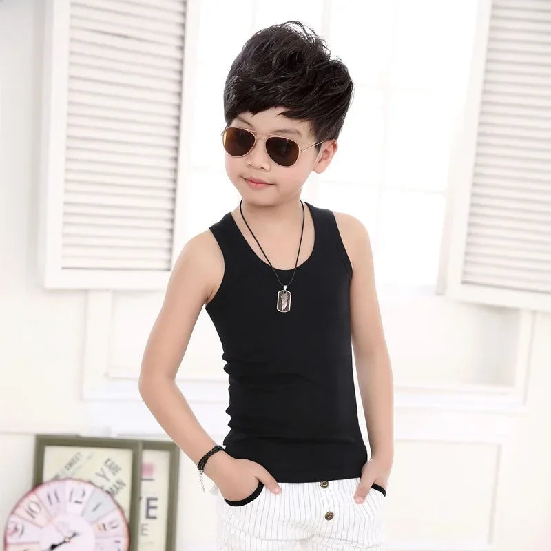 Kids Girls Summer Casual Vest Outfit Children Baby Boy Girl Sleeveless Tops Cotton Solid Color T-shirt Tees Toddler Top  Outfits