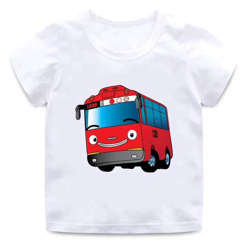 Tayo the Little Bus Cartoon Kids Print Funny Summer Tops Men Women Adults Children Boy Gril Kids Parent Child Cotton T shirt