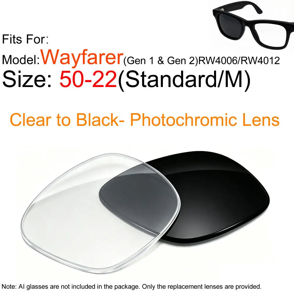 Photochromic for Ray Ban Meta Lens Replacement Transitions RW4006/4008/RW4012 Wayfarer Polarized Replacement Lenses Accessories