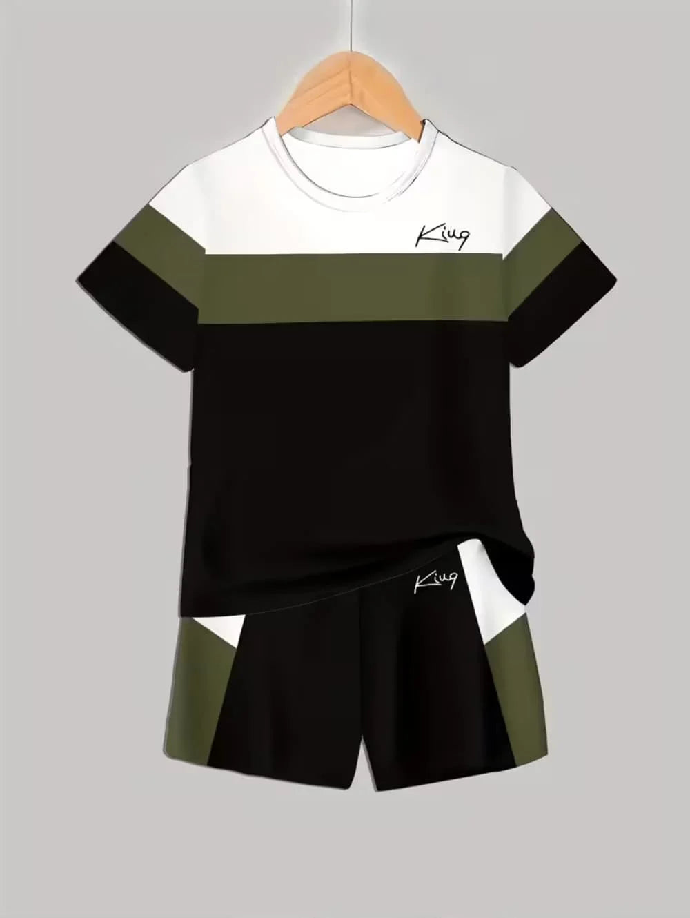 Boys Clothes Casual Colorblock Short Sleeve T-Shirt Shorts Set 2PCS Comfort Outdoor Quick Drying Sport Shirt Casual Children Top