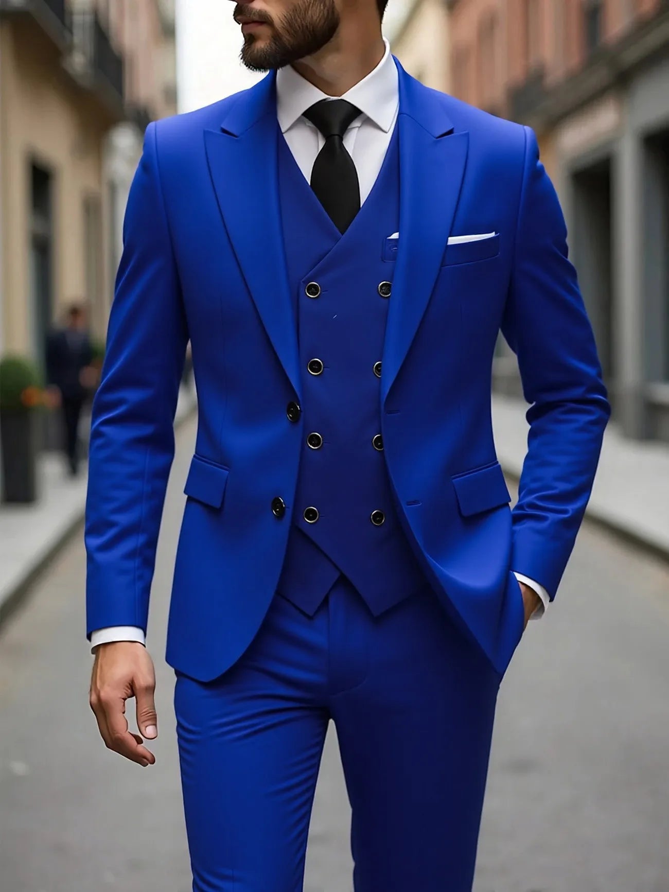 Classic Wedding Tuxedos Slim Fit Bridegroom For Men 3 Pieces Groomsmen Suit Male Formal Business Men Suits(Jacket+Vest+Pants）
