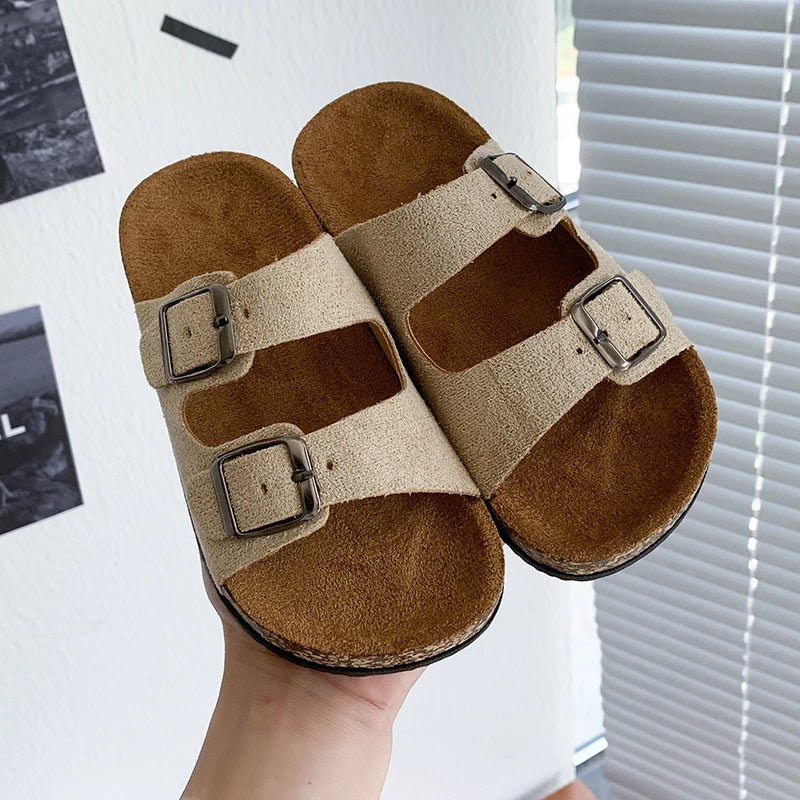 New Summer Kids Beach Cork Slippers for Girls Boys Children Outdoor Casual Non-slip Flat with Slide Shoe Boys Girls Sandals