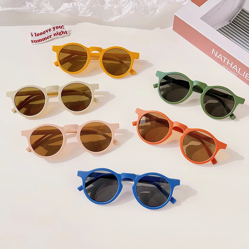 New Children Cute Checker Panel Color Round UV400 Sunglasses Baby Girls Outdoor Sun Protection Sunglasses Kid Sun Glasses