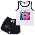KPop Demon Hunters Rumi Teens Clothes Summer T shirt Baby Girls Sleeveless Vest Top Shorts 2pcs Set Children Clothing 1-13 Years