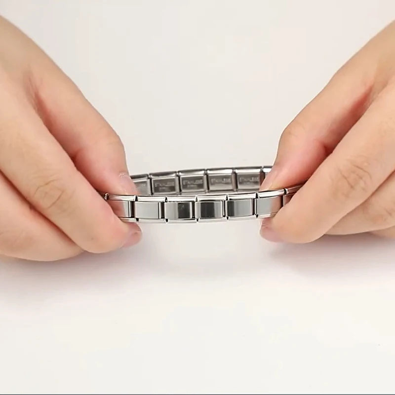 Fashion Stainless Steel Italian Elastic Charm Bracelet 9mm Width Bracelet Bangle Simple Design Girls Men Women DIY Jewelry Gifts