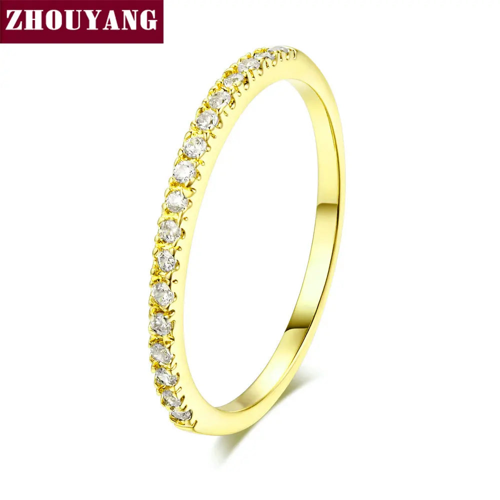ZHOUYANG Wedding Ring For Women Man Concise Classical Multicolor Mini Cubic Zirconia Rose Gold Color Gift Fashion Jewelry R251