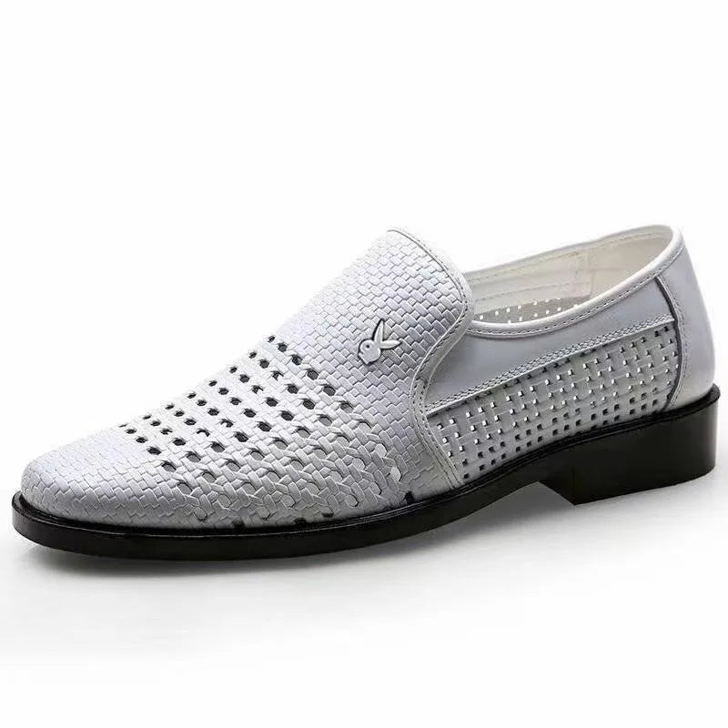 Soft Cowhide Men's Sandals Breathable Business Casual Shoes Hollow out Design Comfortable Rubber Sole Anti-Slip Footwear