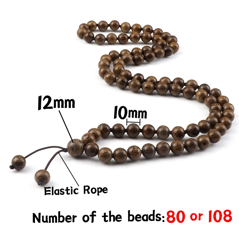10mm Wooden Bead Bracelets 108 Beads Sandalwood Buddhist Bangles Prayer Rosary Mala Necklaces Charm Jewelry Gifts for Men Women